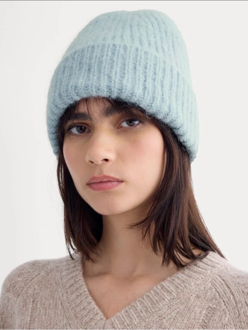 Everlane Plush Alpaca Beanie Hat Winter Skyway Light Blue